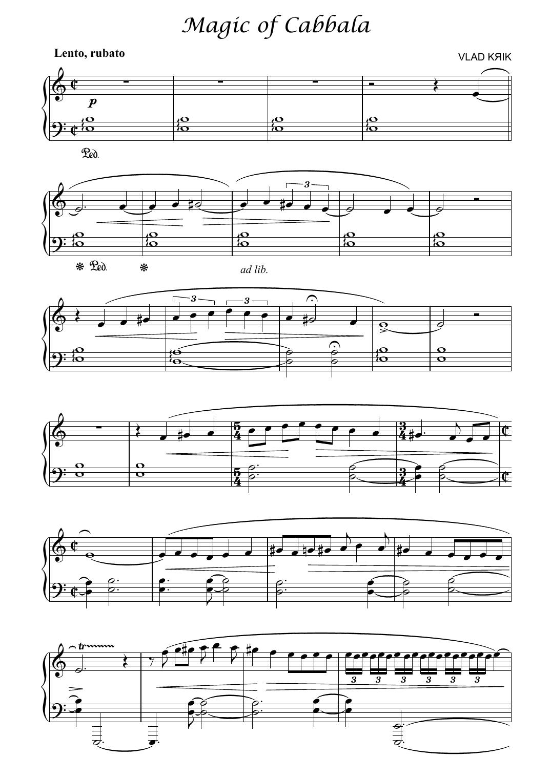 Magic of Kabbalah — score page by Vlad Krik